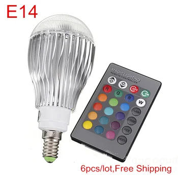 6pcs/lot מנורת LED ניתן לעמעום E14 9W 15W AC110V 220V RGB LED אור הזרקורים הנורה מנורה עם שלט רחוק עבור בית מסיבת