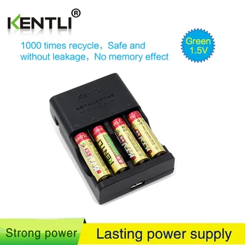 אין אפקט זיכרון 4pcs KENTLI 1.5 V AA PK5 2800mWh ליתיום נטענת li-ion batterie+ 4 חריצי AA AAA פולימר ליתיום מטען