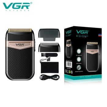 VGR הפנים מכונת גילוח מקצועית גוזם שיער מיני זקן מכונת גילוח נטענת IPX4 עמיד למים גילוח חשמלית מכונת לגברים V-331