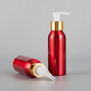 100ml אלומיניום אדום הבושם משאבת אמולסיה לשטוף את הבקבוק אמבטיה ריקה קוסמטיים מיכלים קטנים משלוח חינם 50pcs