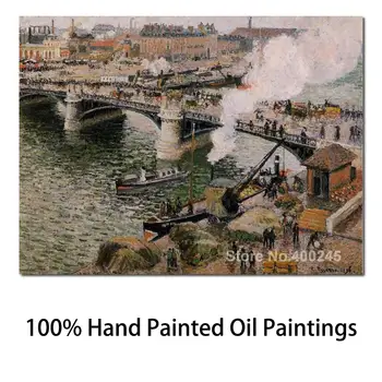 אמנות בד רבייה פונט Boieldieu, רואן, לח מזג האוויר קמיל פיסרו ציורים למכירה יד-צבוע באיכות גבוהה