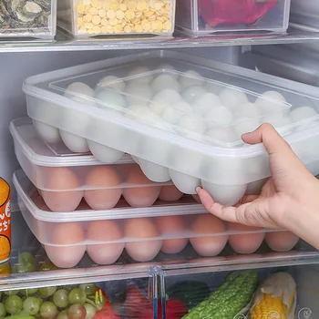 34 רשתות פלסטיק ביצה מיכלי אחסון תיבת מקרר ארגונית מגירה ביצה טרייה-שמירה מקרה מחזיק מגש אביזרים למטבח