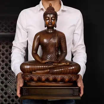 דרום-מזרח אסיה תאילנד בודהא שאקיאמוני פסל בודהיסטי שרף פנג שואי פסל הביתה הסלון,קישוט פסל בודהה 45cm
