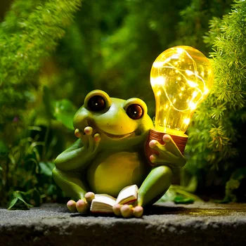 שקדן שובב צפרדע סולארית מנורת חצר פסלונים דקורטיביים לקישוט קישוטים Led בחוץ עמיד למים גן אור השמש