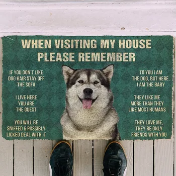 3D אנא זכור אלסקה Malamute כלבים חוקים מותאמים אישית שטיחון Slip שאינם הדלת מחצלות עיצוב מרפסת שטיח