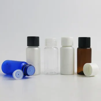 100 x 15ml Refillabe נסיעות מיני אגס כחול נקי ענבר פלסטיק לבן, קרם בקבוק עם בורג מכסים מוסיף 1/2 מיכלי פלסטיק