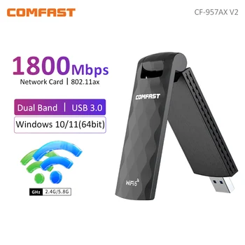 CF-957AXV2 WiFi 6 USB מתאם אלחוטי 802.11 ax 2.4 G & 5G USB 3.0 כרטיס רשת 1800Mbps במהירות גבוהה WiFi Dongle עבור מחשב נייד/Dektop