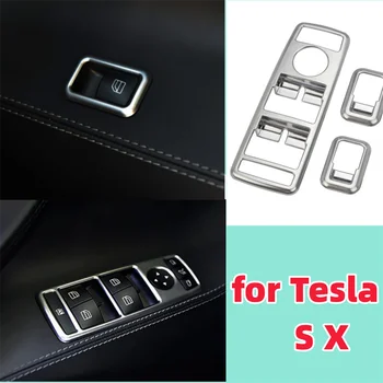 4pcs חלון המכונית להרים מתג כפתור הכיסוי לקצץ טסלה להחליף תיק היד מתג שליטה דיור עבור טסלה S X מודל 2014-2016