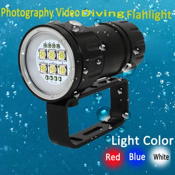 20000LM 14 LED פנס צלילה 6x 9090 LED צילום וידאו האור מתחת למים עמיד למים טקטי לפיד מנורה+ 4x18650 +מטען