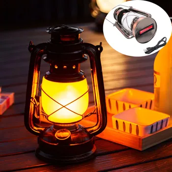 בציר לקמפינג פנס LED להבה אור סוללה נטענת USB נייד קולב דיג המנורה עמעום על גינה חיצונית האוהל
