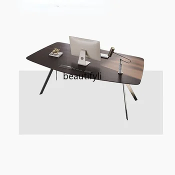 yj איטלקי מינימליסטי שולחן העבודה האור יוקרה מודרני בסלון מחשב מתקדמים מעץ מלא שולחן
