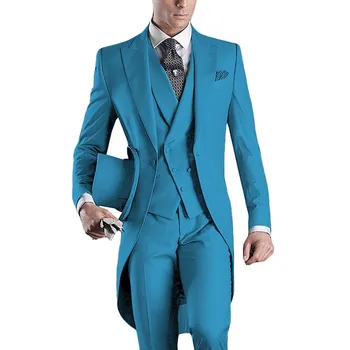 חליפה של גבר עם מכנסיים עיצוב קלאסי 3 חלקים דש טוקסידו דו-שולי האפוד השושבינים לחתונה(בלייזר+אפוד+מכנסיים)
