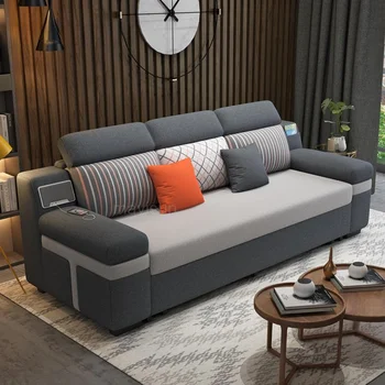 פשוט המודרנית דירה קטנה בד מיטת ספה מתקפל רב תכליתי ספה גדולה קיבולת אחסון ספה כסא ריהוט חדר שינה
