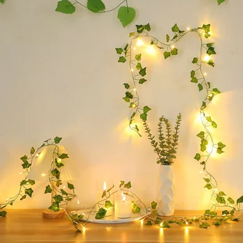 מלאכותי עלה פיות אורות מחרוזת הפרח גרלנד 10m 5m 2m LED חוטי נחושת אורות חתונה חג המולד קישוטי גינה ביתית