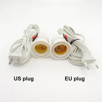 2.5 m AC כבל מתח כבל E27 מנורת LED הנורה בסיסים שקע בעל האיחוד האירופי תקע אמריקאי להחליף חוט כבל מאריך תליון הנורה V