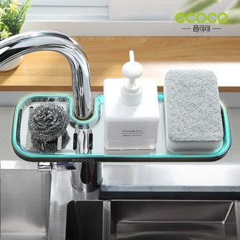 ECOCO ברז ספוג סבון ניקוז אחסון מדף כיור מתכוונן מאכל בד ניקוז מחזיק השירותים אביזרים למטבח ארגונית